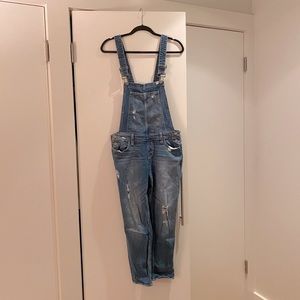 Paige Distressed Denim Overalls